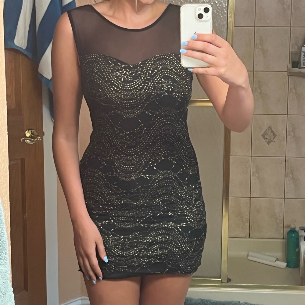 Urban Outfitters Sparkle and Fade Mesh Bodycon Mini Dress Black Size M